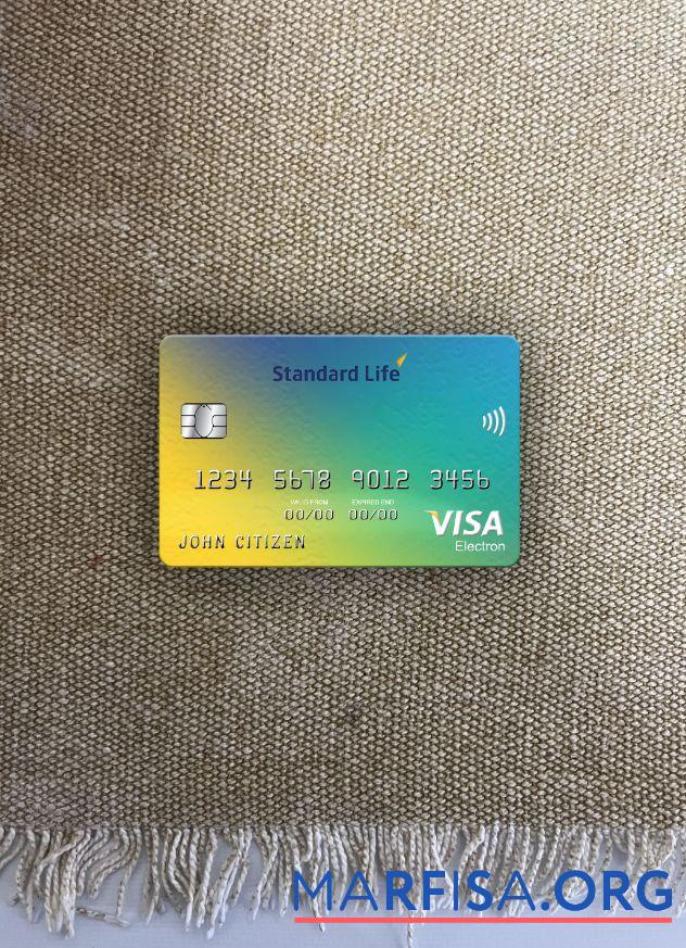 Blank United Kingdom Standard Life bank visa electron card photolook front sample